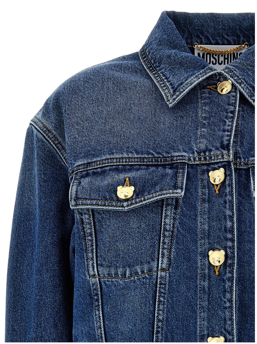 Moschino 'teddy' Jacket With Buttoned Cuffs And Pockets In Blue