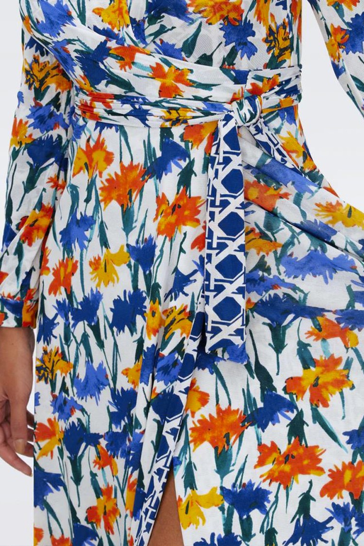 Diane Von Furstenberg Phoenix Reversible Dress In Dianthus Reversible To Vintage Cane In White