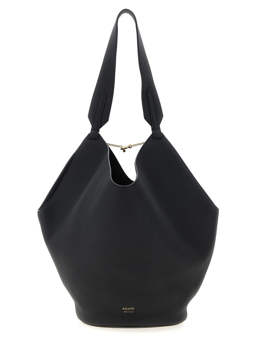 Khaite Small Lotus Leather Top Handle Bag In Black