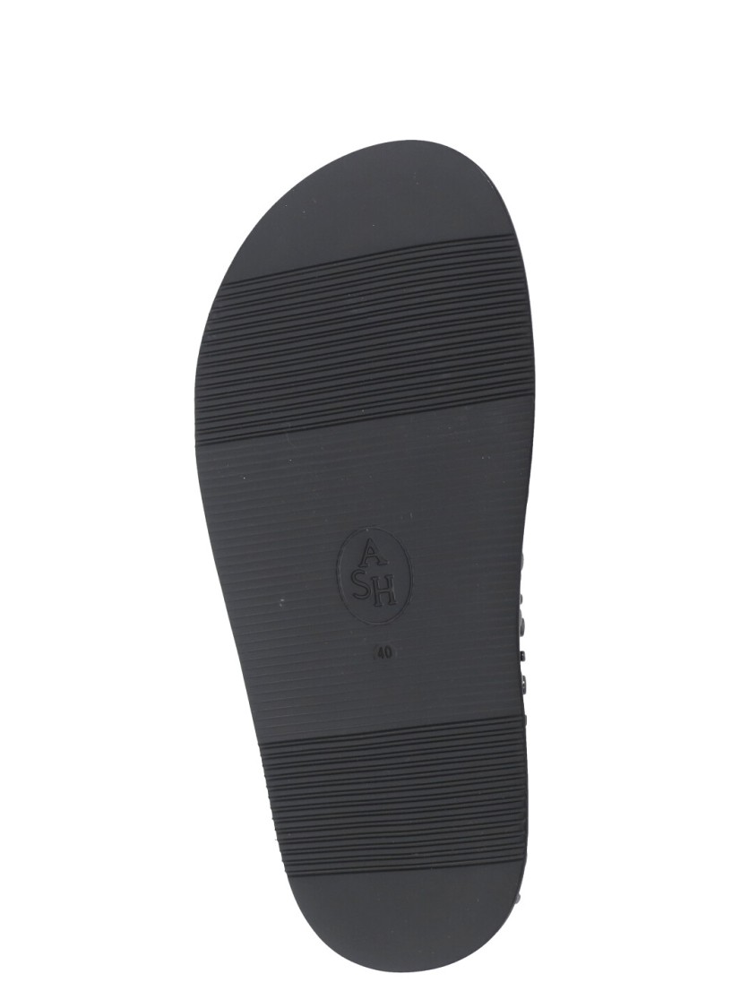 Ash Ultra Black Leather Studded Two Bar Mules In Black
