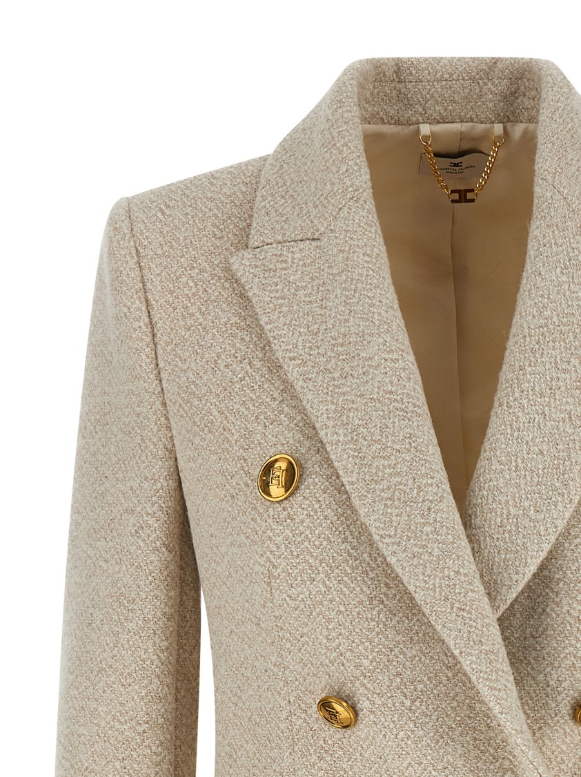Elisabetta Franchi Double-breasted Coat Coats And Trench Coats White In Neutral