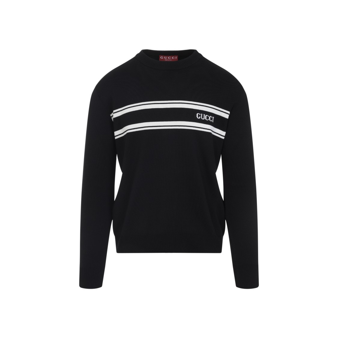 Gucci Men Silk And Cotton Sweater With Intarsia In Black