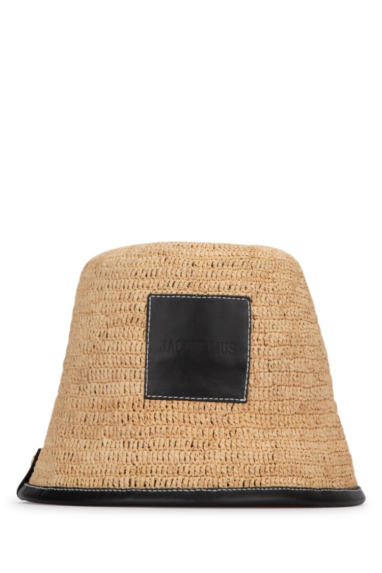 Jacquemus Structured Raffia Bucket Hat In Brown