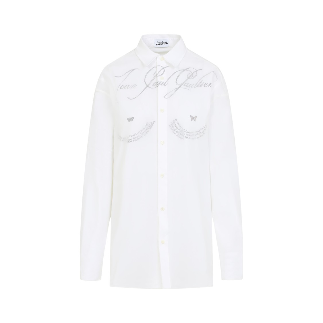 Shop Jean Paul Gaultier Classic Button-up Shirt With Artistic Embroidery In White