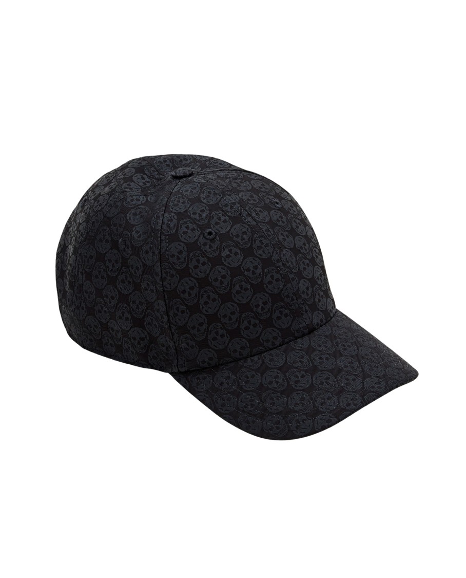 Alexander Mcqueen Black Skull Repeat Baseball Cap In Black