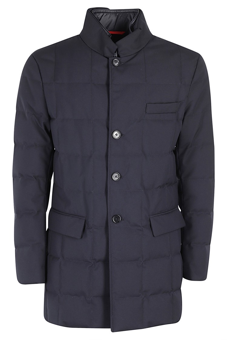 Fay Double Front Long Jacket In Blue