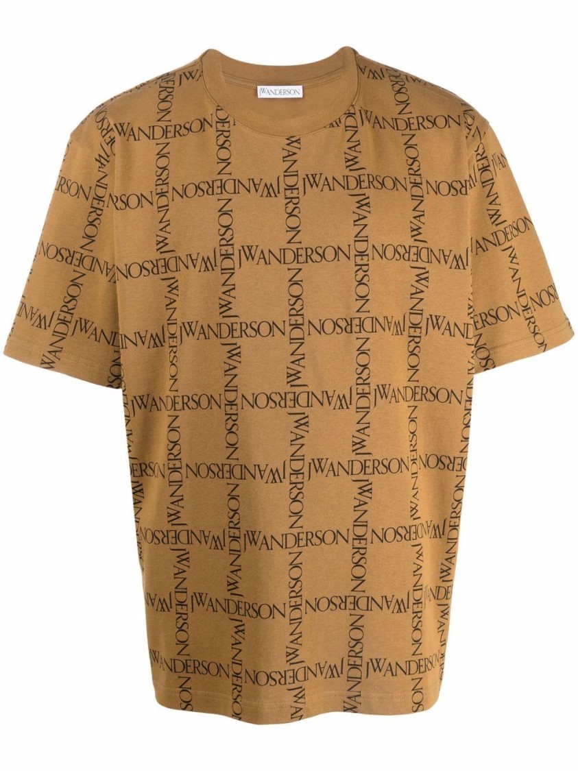 Jw Anderson J. W. Anderson All Over Logo Oversize T-shirt In Neutral