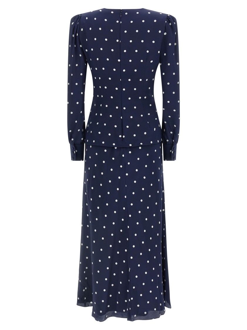 Alessandra Rich Polka Dot Dress In Blue