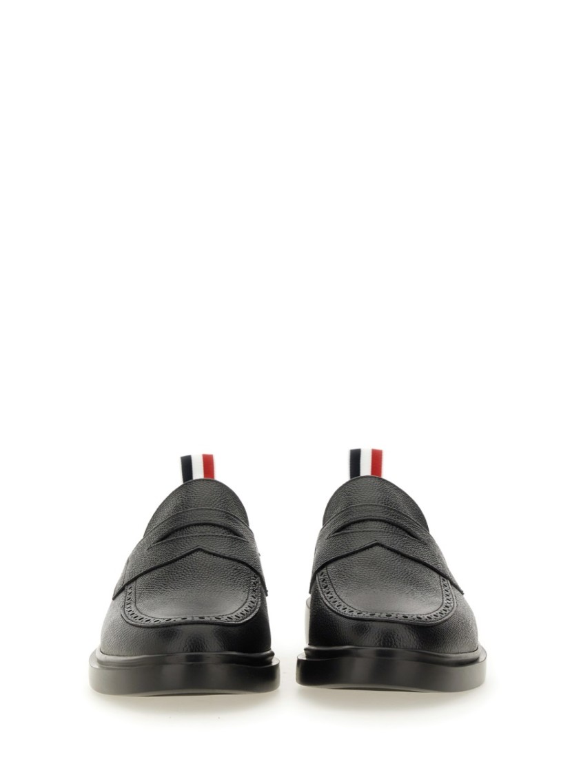 Thom Browne Black Slip-on Loafers With Loop Detail In Black