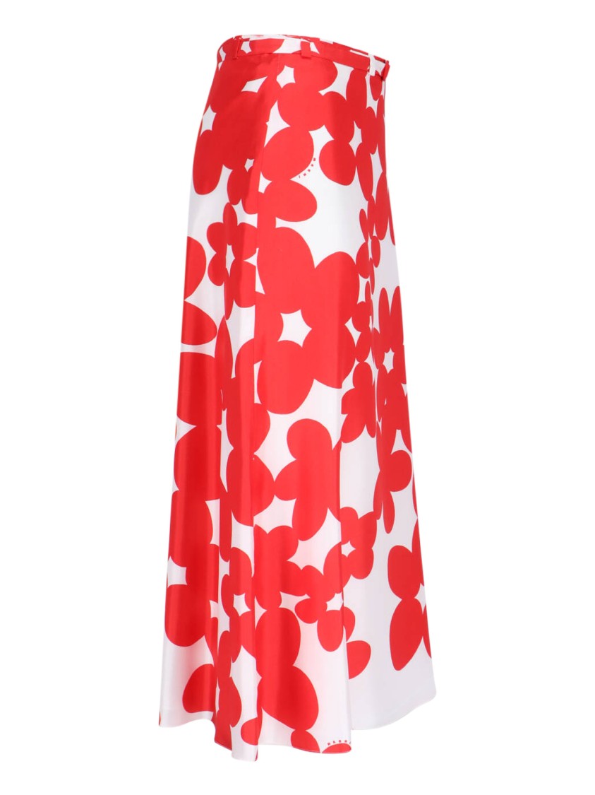 Marni Floral Print A-line Skirt With Belted Waist