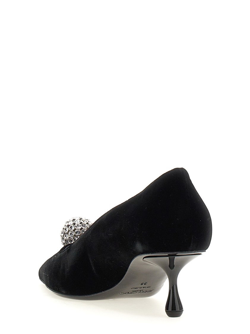 Jimmy Choo Orb 50 Crystal-embellished Velvet Pumps In Black