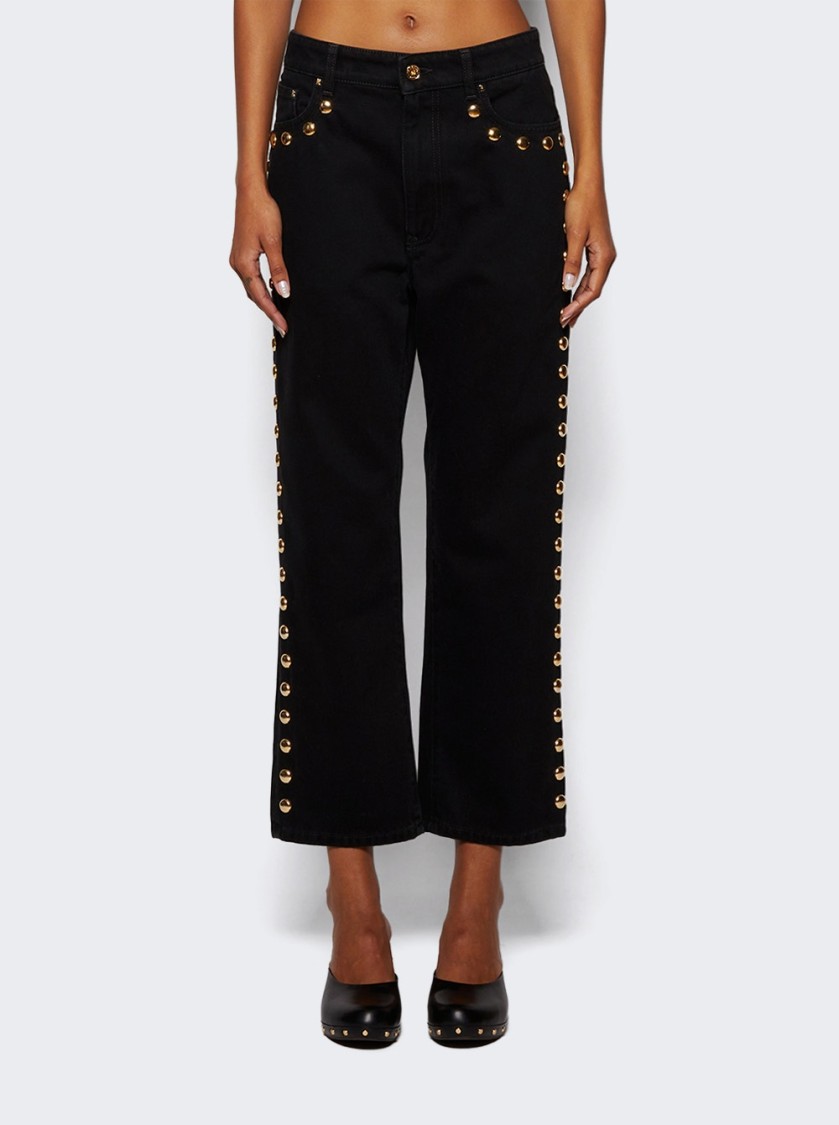 RABANNE RABANNE EMBELLISHED BOYFRIEND JEANS BLACK