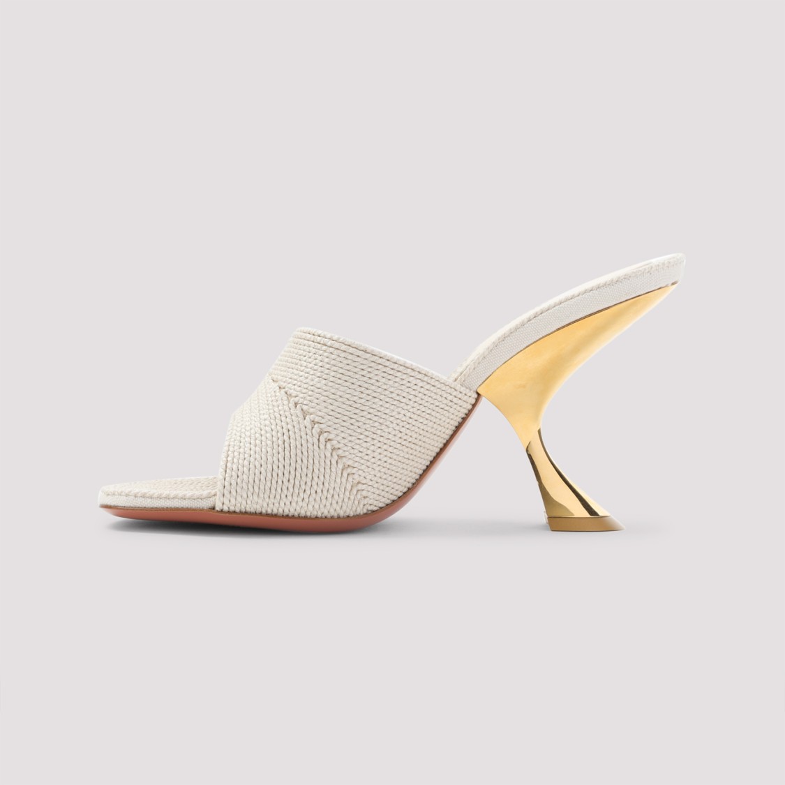 Amina Muaddi Taylor Woven 90 Slipper Sandals In Neutral