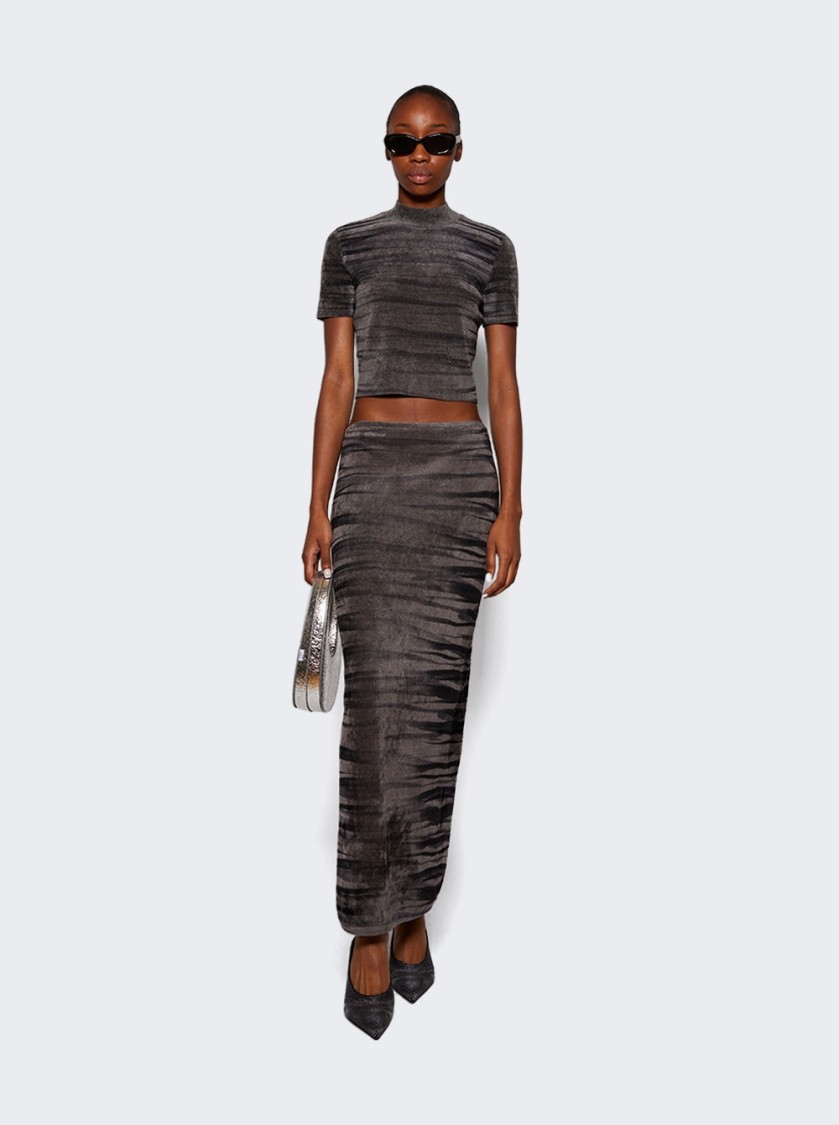 Alexander Wang Digital Animal Print Chenille Top Soft Grey