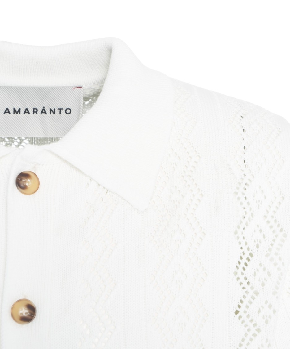 AMARANTO AMARANTO WHITE OPEN KNIT CARDIGAN