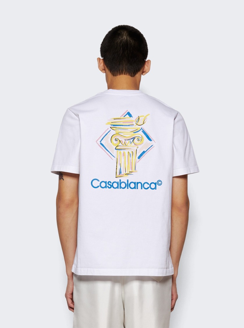 Shop Casablanca Diamond Column Printed Tee White