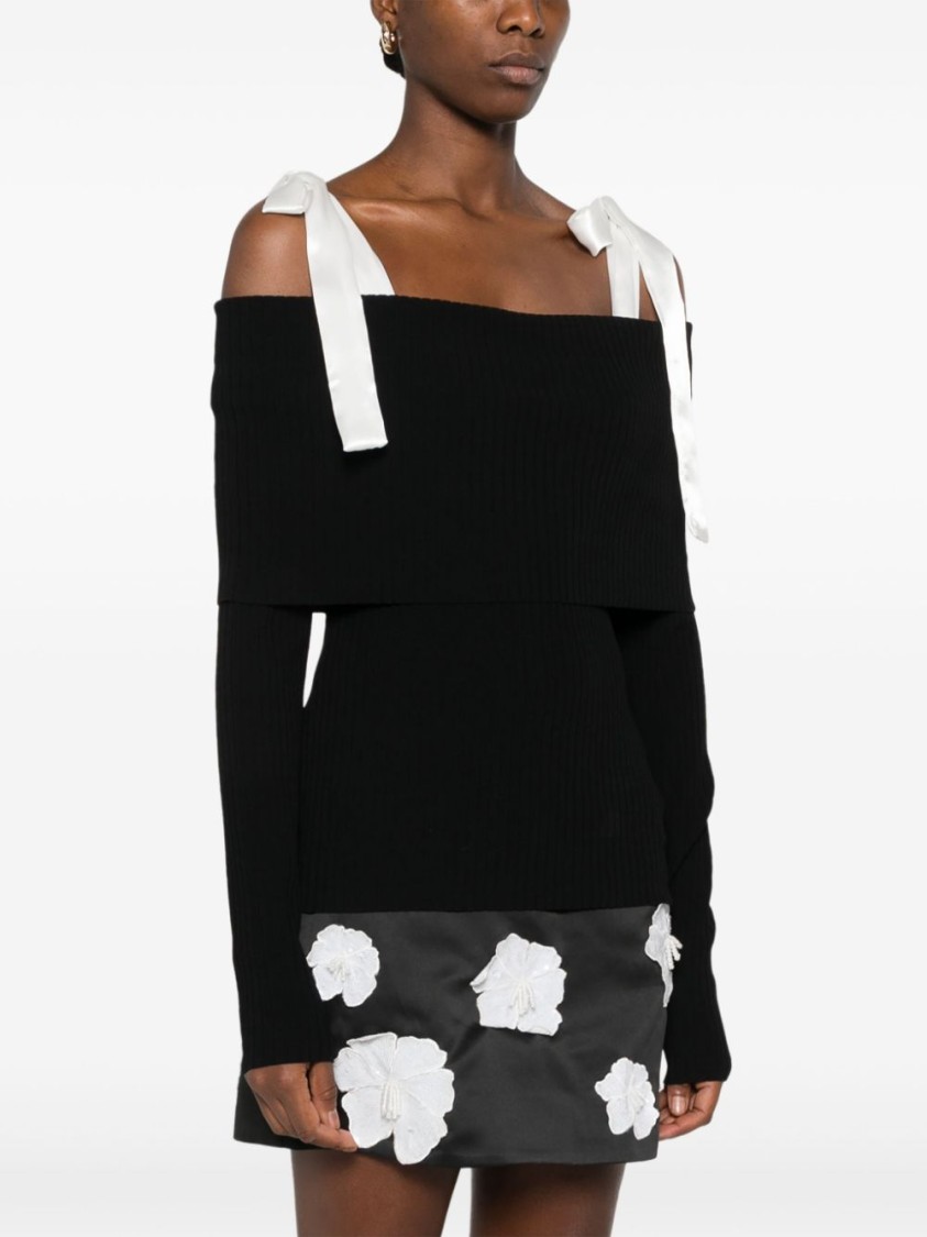 Rotate Birger Christensen 'long-sleeved Off-should In Black