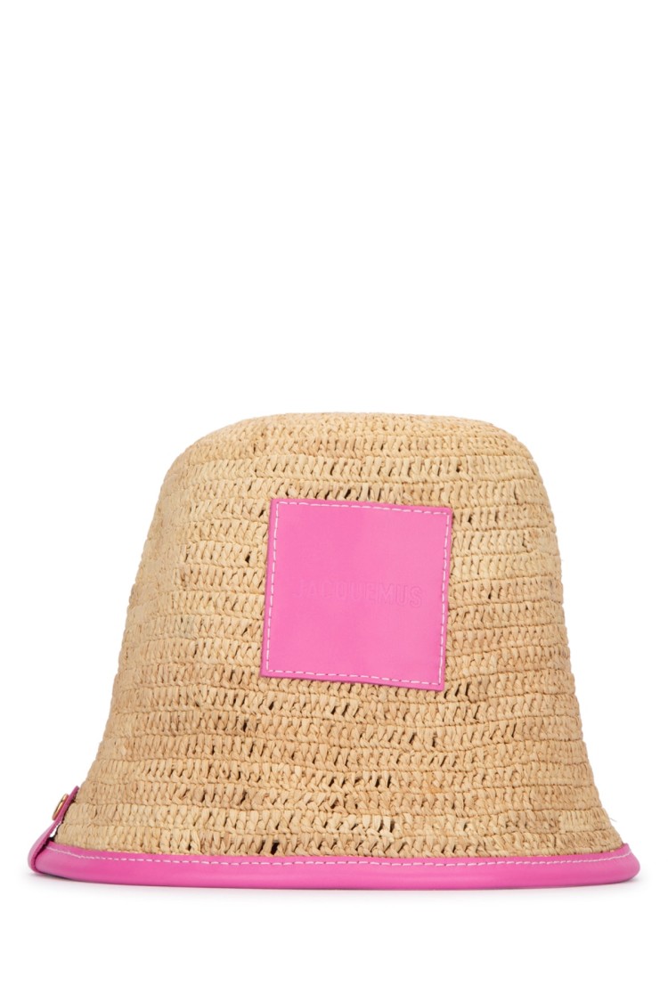 Jacquemus Straw Texture Hat Contrast Trim In Brown
