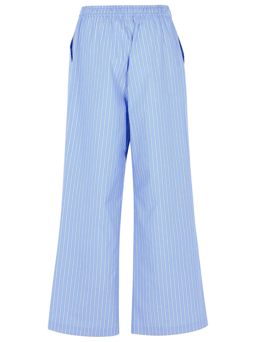 Marni Cotton Trousers With Elastic Waistband And Striped Pattern In Blue