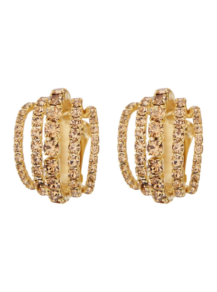 Silvia Gnecchi Shells Metallic Earings With Rear Closure In Gold Pleated Brass Woman In Gold