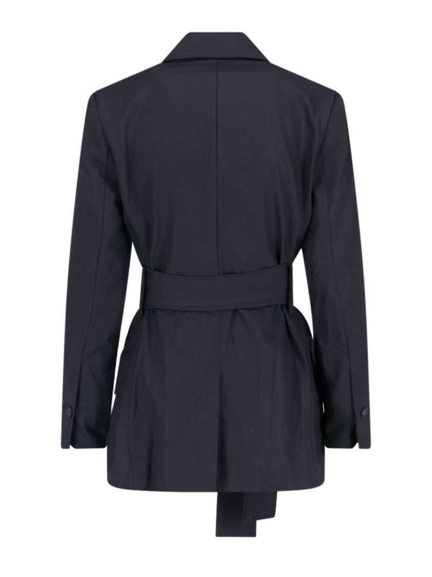 Eudon Choi Wool And Cashmere Double Breasted Blazer With Flap Pockets In Black