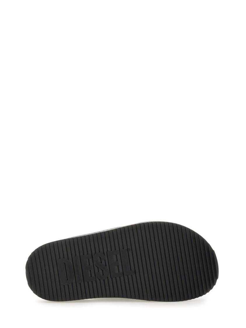 Diesel Sa-slide-denim Slides With Criss-cross Straps In Blue