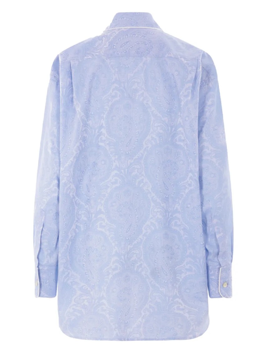 Etro Button-up Shirt With Subtle Paisley Pattern In Blue