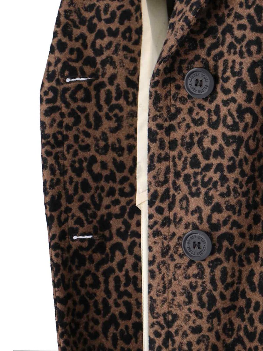 Golden Goose Cocoon Coat In Faded Leopard Jacquard Wool In Brown