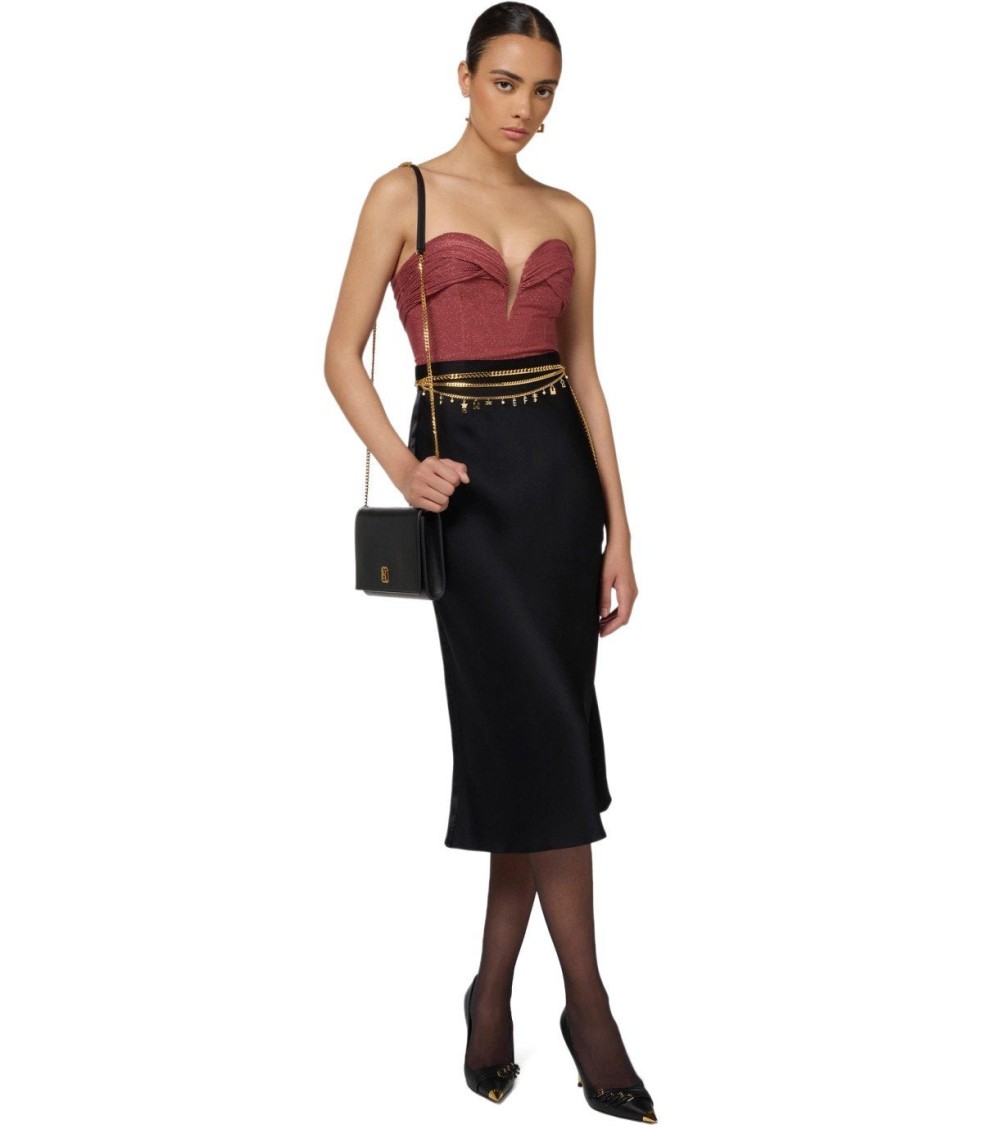 Elisabetta Franchi Black Midi Skirt In Black