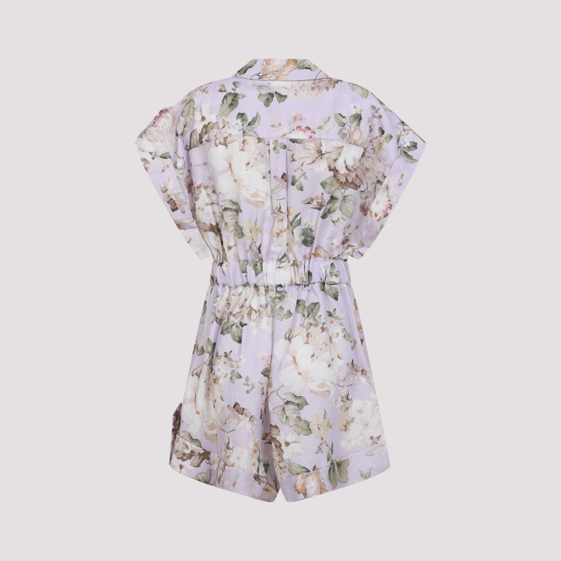 Shop Zimmermann Relaxed Fit Linen Dress With Floral Print In White