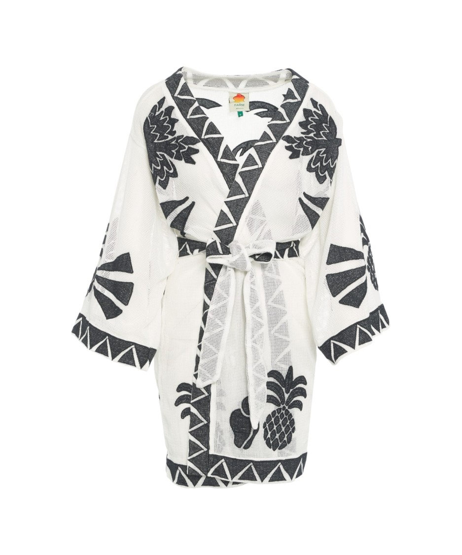 Farm Rio Kimono Dress With Intricate Embroidery