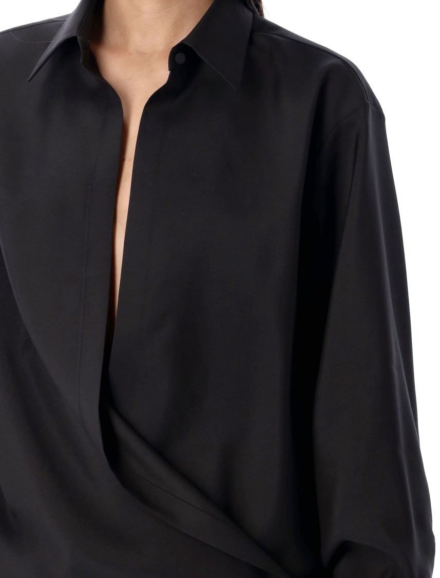 Shop Valentino Techno Light Wool Shirt In Black
