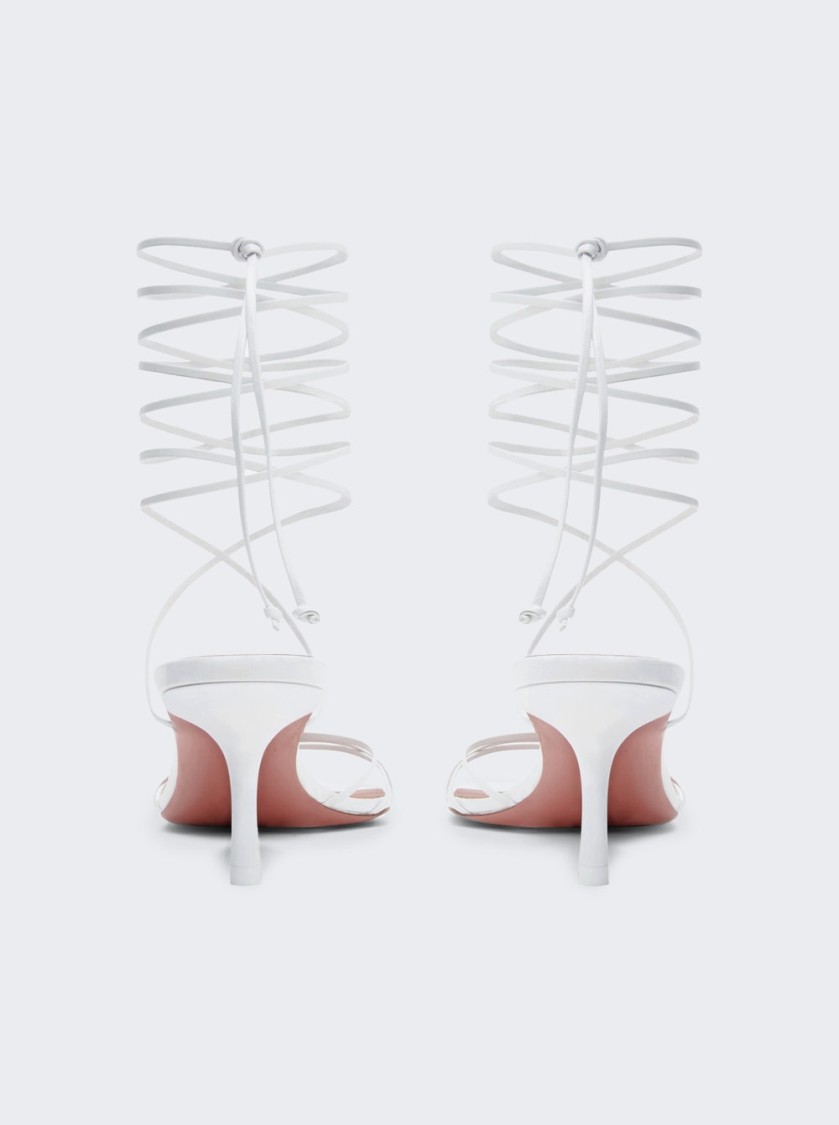 Shop Amina Muaddi Lori Lace Up Sandal - White Nappa Leather