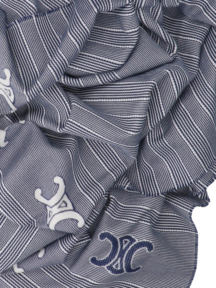 Celine Céline "triomphe" Striped Towel Blue In Blue