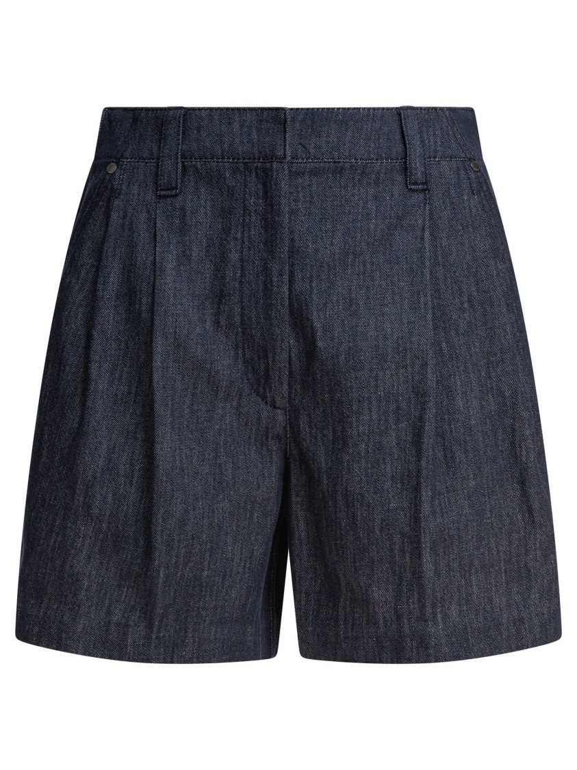Brunello Cucinelli Tailored Dark Denim Shorts In Black