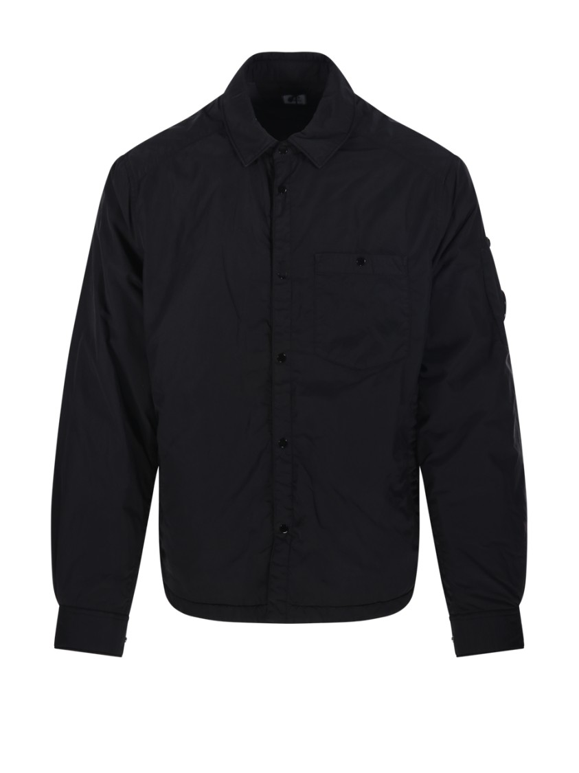 C.p. Company Padded Overshirt With Classic Button-up In Black