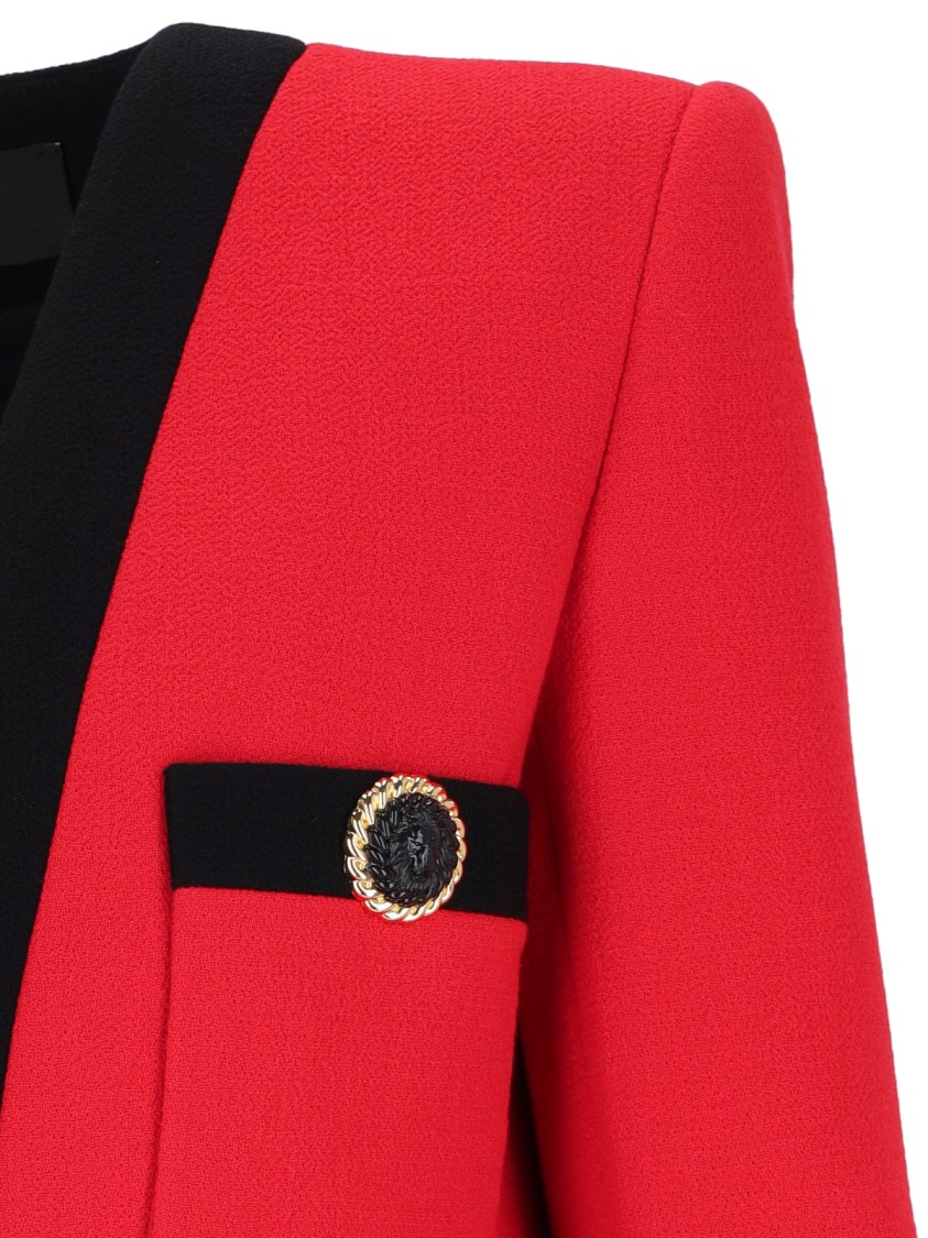 Balmain Shawl Collar Double Wool Crepe Jacket In Red