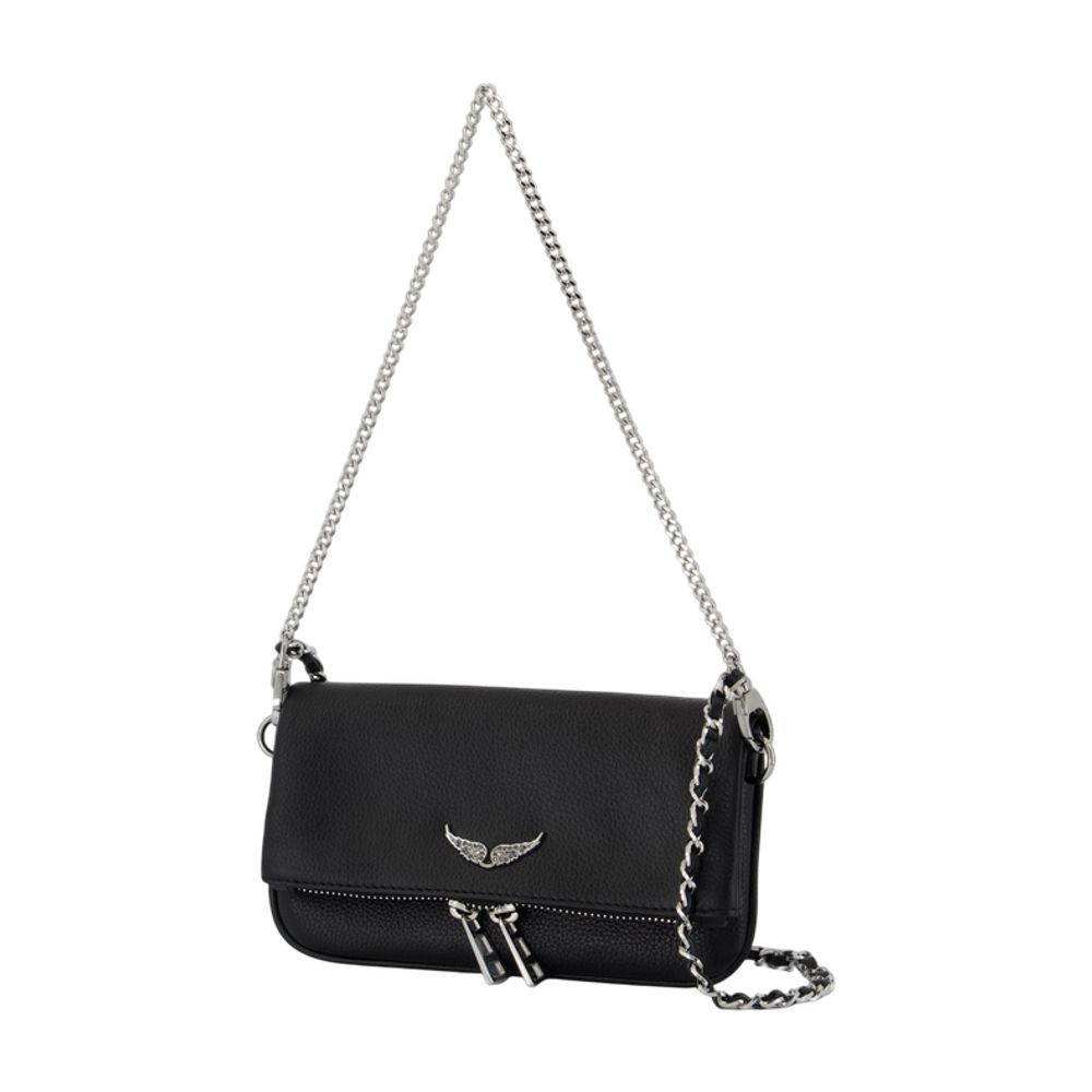 Zadig & Voltaire Rock Nano Wallet On Chain - Leather - Black In Black