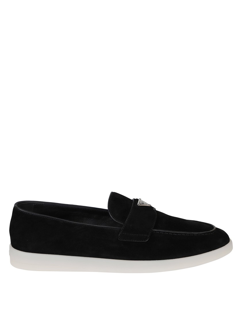 Prada Suede Slip-on Shoes In Black