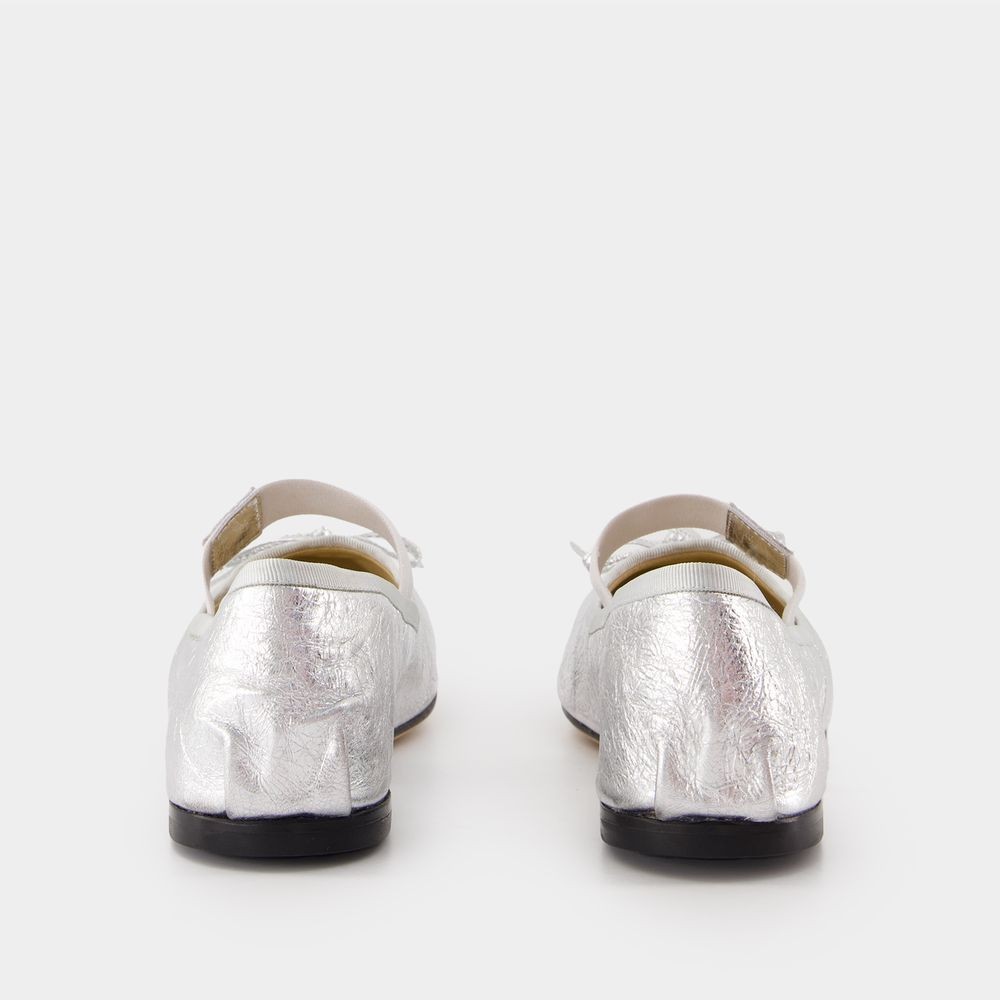 Shop Anine Bing Jolie Flat Shoes - Leather - Silver