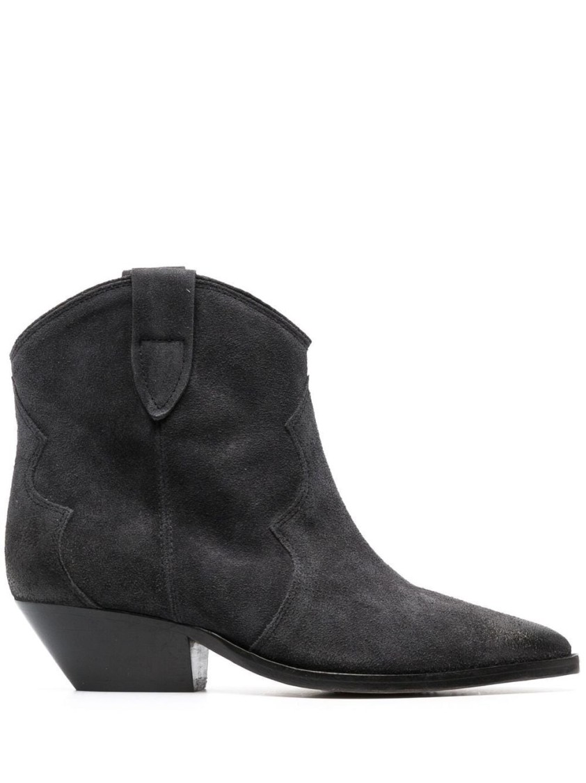 Isabel Marant Dewina Distressed Suede Ankle Boots In Black