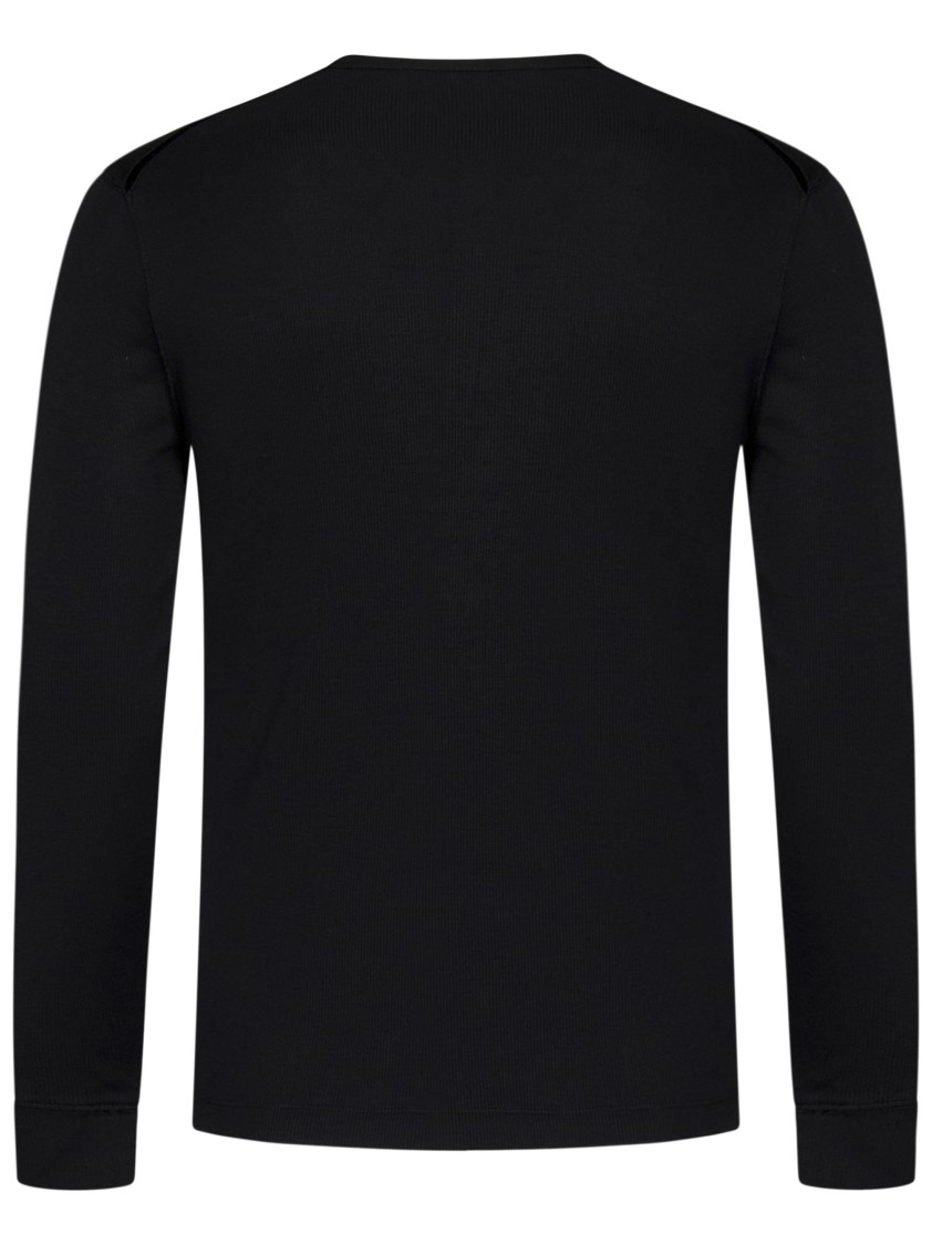 Tom Ford Mens Black Henley Ribbed Relaxed-fit Cotton-blend T-shirt In Black