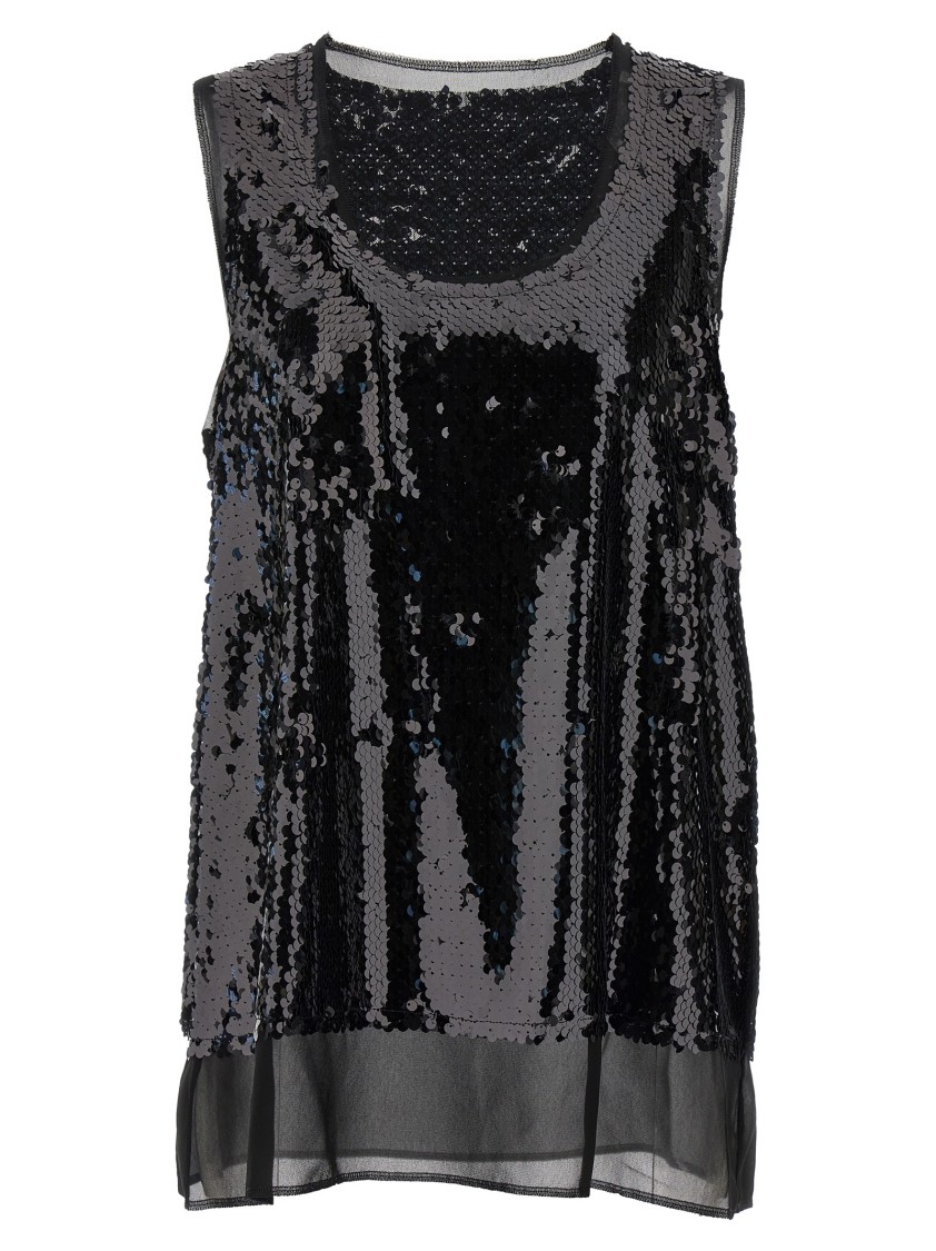 Comme Des Garçons Black Sequin Top In Black