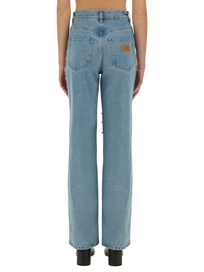 Shop Mm6 Maison Margiela Mm6 By Maison Margiela "destroyed" Straight Jeans