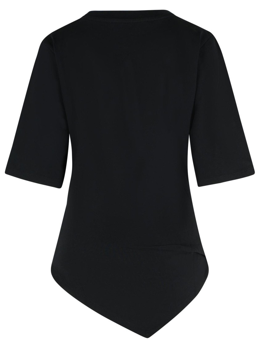 Rohe Asymmetrical Black Organic Cotton Woven T-shirt In Black