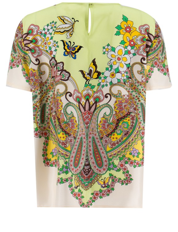 Etro Short-Sleeved Top With Multicolored Floral Print T Etro Short-Sleeved Top With Multicolored Floral Print T