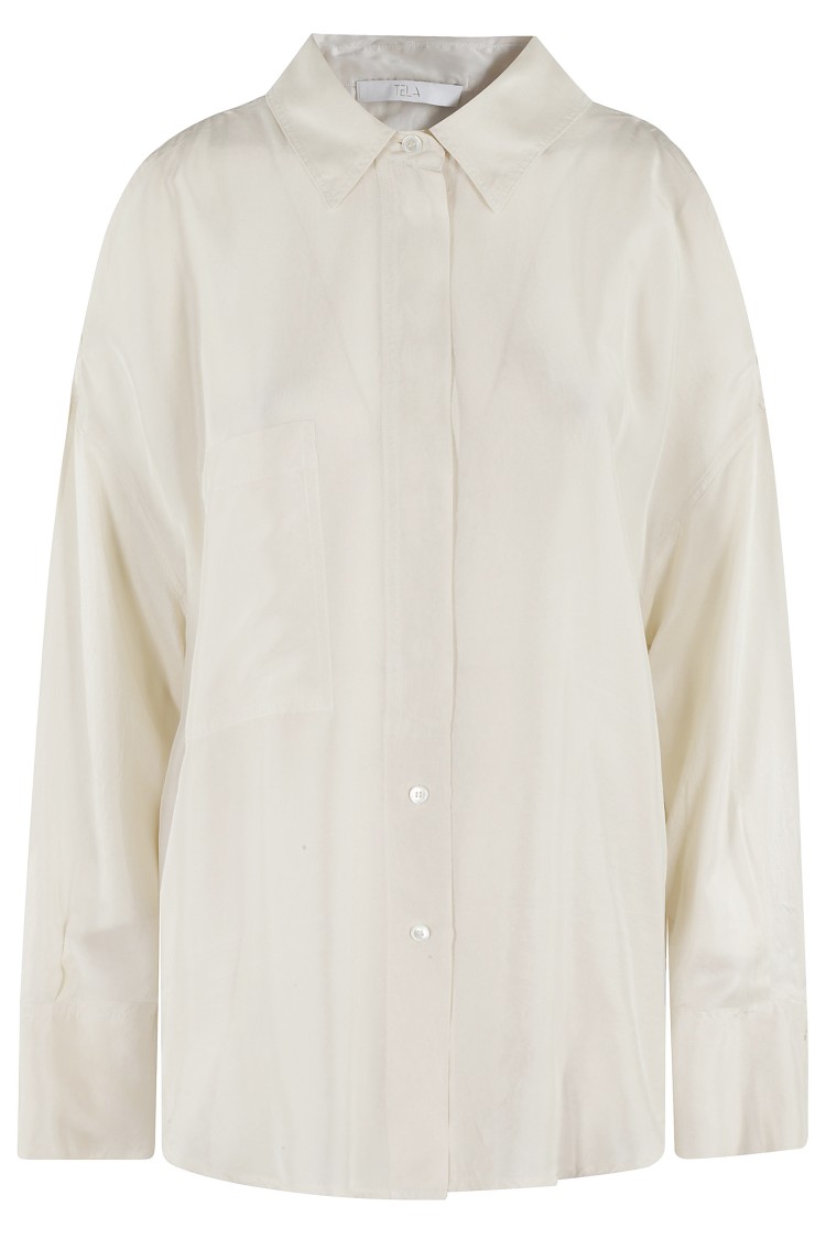 Shop Tela Silk Split Shirt In Neutrals
