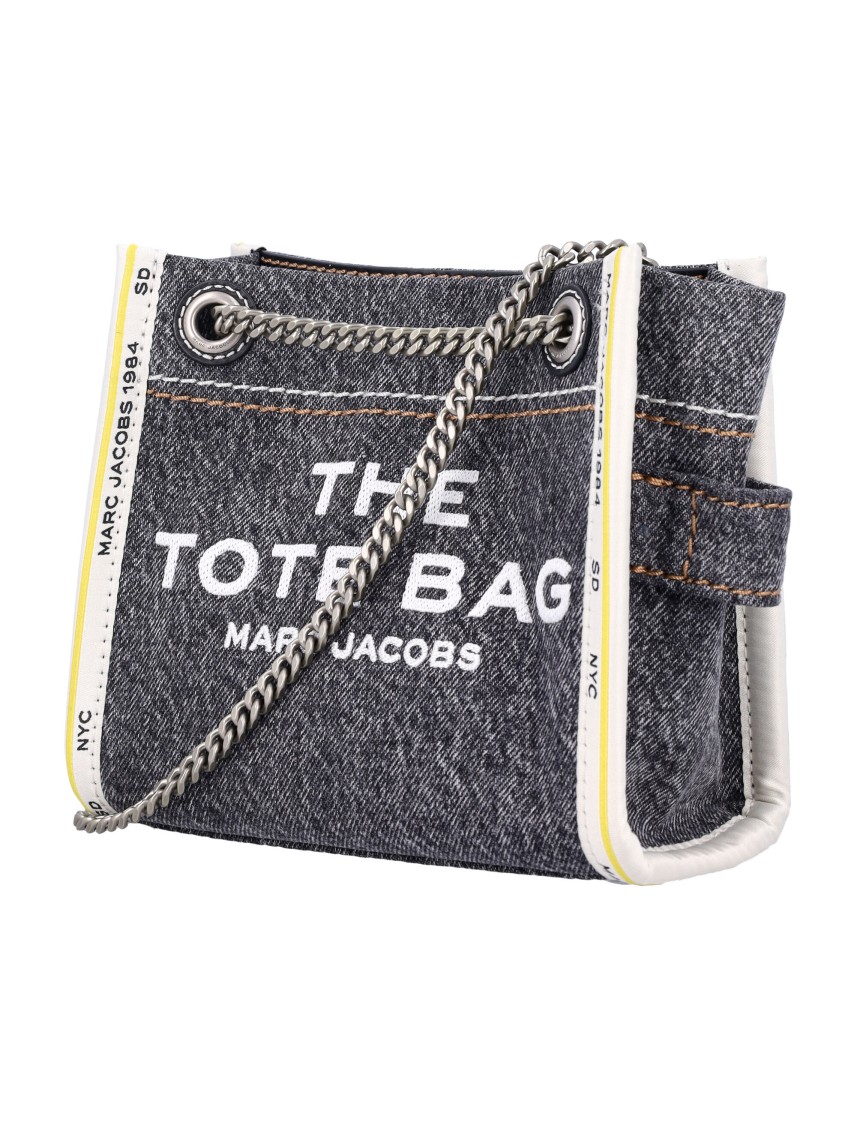 Shop Marc Jacobs The Mini Tote Bag Denim In Grey