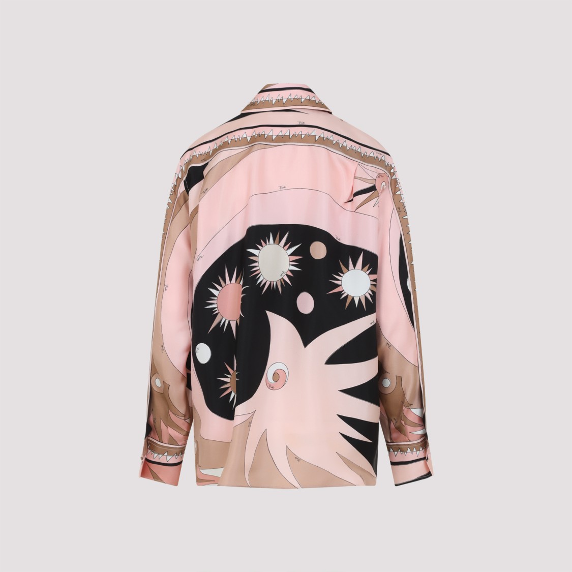 Shop Pucci Silk Shirt With Bold Abstract Patterns In Pink