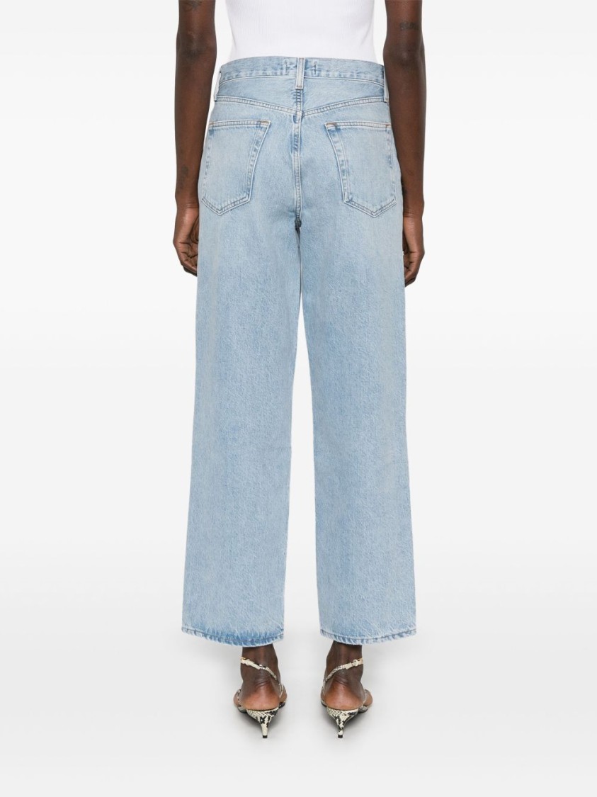 Shop Agolde Wide-leg Light Blue Jeans With Concealed Fly And Classic 5-pocket Design